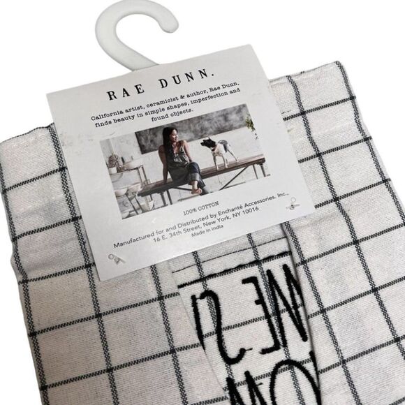 Rae Dunn Blessed /Cook /Home Sweet Home Apron Embroidered Patch Pocket Checked - Picture 13 of 16